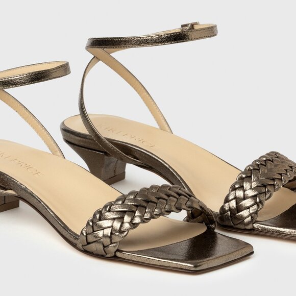 Burnished Steel Leather Heeled Sandal - Picture 2 of 4